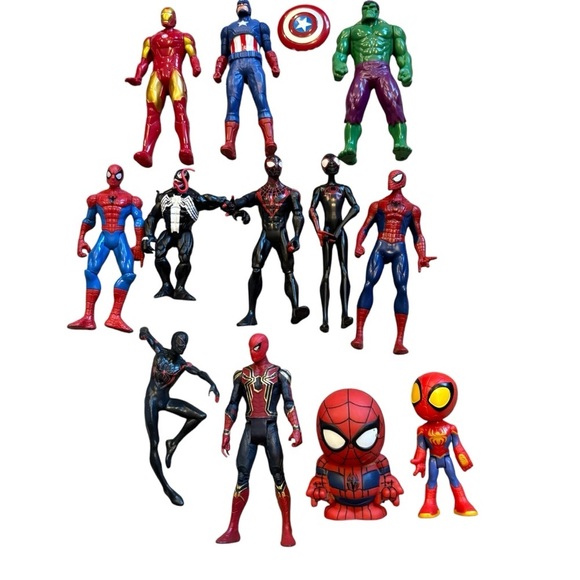 Spider-Man Spin Captain America Hulk Toy Bundle Superhero Action Figure Set - Picture 1 of 5